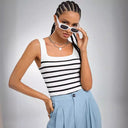 Stylish Striped Cotton Bodysuit for Women
