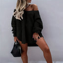Chic Women's Oversized Knit Dress with Wide Neckline