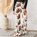 Trendy Cow Print Flared Jeans for Women