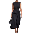 Chic Asymmetrical Maxi Dress with Waist Belt
