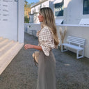 Chic Checkered Blouse with Ruffle Accents