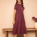 Chic Women's Midi Dress with Pockets and Ruffle Design