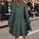 Women's Stylish Dress with Ruffled Hem and Puffed Sleeves