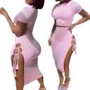Chic Midi Dress with Cut-Outs and Fringes