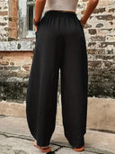Artistic Dandelion Palazzo Pants with Smart Pockets for Women