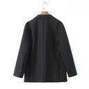 Chic Women's Blazer with Modern Buckle Design and Pockets
