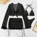Chic Ruffled Women's Bikini Set with Long Sleeve Cover