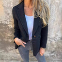 Chic Oversized Blazer Jacket with Deep V-Neck for Women