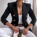 Chic Women's Blazer Jacket with Gold Button Accents