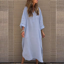 Chic Women's Midi Dress with Button Placket and Pockets