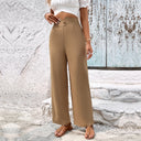 Chic High-Waisted Trousers with Button Accents