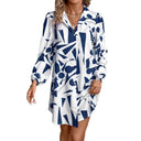 Geometric Print Button-Up Dress for Women