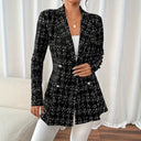Chic Women's Check Pattern Long Blazer