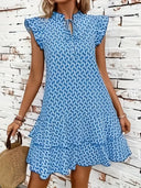 Boho Ruffle Dress with High Neck Collar