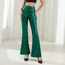 Women's Glossy Scale Pattern Flared Trousers