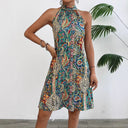 Colorful Paisley Halter Neck Dress for Women