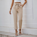 High-Waisted Chino Pants with Drawstring for Women