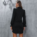 Chic Gathered Puff Sleeve Shirt Dress