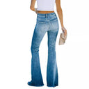 High-Waisted Bootcut Jeans with Frayed Hem for Women