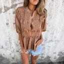 Chic Ruffled Blouse with Button Placket for Women