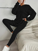 Textured Long Sleeve Top and Leggings Set for Women