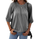 Stylish Women's Blouse with Balloon Sleeves & Stand-Up Collar