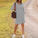 Chic Women's Dress with Vertical Design and Handy Pockets