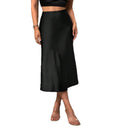 Shiny Satin High-Waisted A-Line Skirt for Women