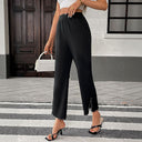 Chic Ruffle Hem Palazzo Pants with Side Pockets
