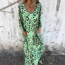 Chic Women's Maxi Dress with Deep V-Neck