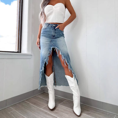 Chic Women's Long Skirt in Trendy Vintage Style