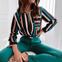 Chic Striped Blouse with Contrast Pockets