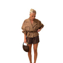 Chic Designer Blazer Jacket with Tie Belt
