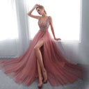 Sequined Evening Dress with Stylish Slit for Women