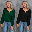 Chic V-Neck Blouse with Puff Sleeves