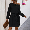 Chic Women's Mini Dress with Trendy Waist Belt