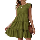 Animal-Free T-Shirt Dress with Ruffle Sleeves for Women