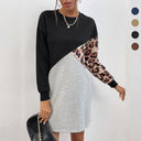 Animal Print Asymmetric Sweatshirt Dress for Women