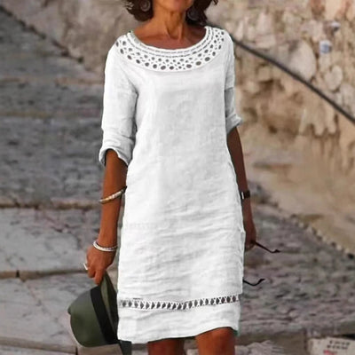 Women's Summer Dress with Crochet Collar Design