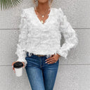 Women's Ruffled V-Neck Blouse with Exquisite Detailing