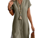 Women's Short Sleeve Shirt Dress - Button Placket Style