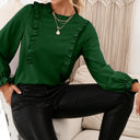 Chic Ruffle-Detail Women's Blouse with Flowing Sleeves