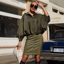 Chic Suede Imitation Pencil Skirt for Women