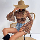 Floral Print Long Sleeve Women's Shirt with Wide Sleeves