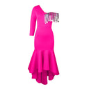 Chic Asymmetrical Hem Dress with Glam Accents