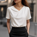 Chic V-Neck Short Sleeve Blouse for Women