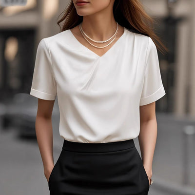 Chic V-Neck Short Sleeve Blouse for Women