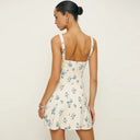 Floral Mini Dress with Spaghetti Straps and Flared Skirt