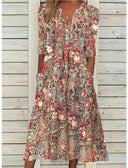 Chic Floral Midi Dress with Hidden Pockets