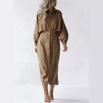 Chic Long Sleeve Shirt Dress with Puff Sleeves